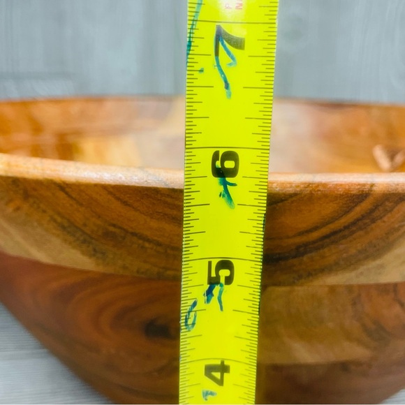 Natural wood hand carved in India wooden large fruit bowl decorative bowl wood - Picture 9 of 15